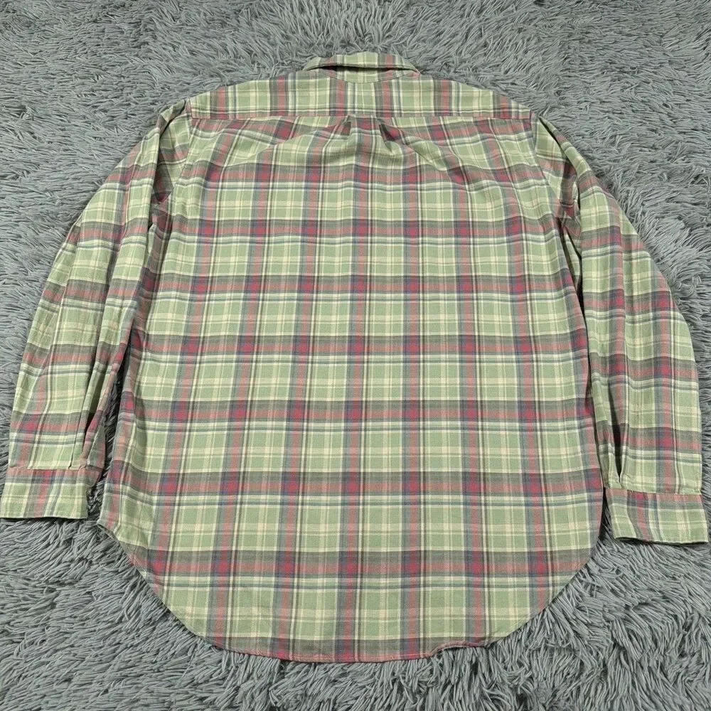 Polo Ralph Lauren Shirt Large Green Blue Button Down Plaid Classic Fit Mens